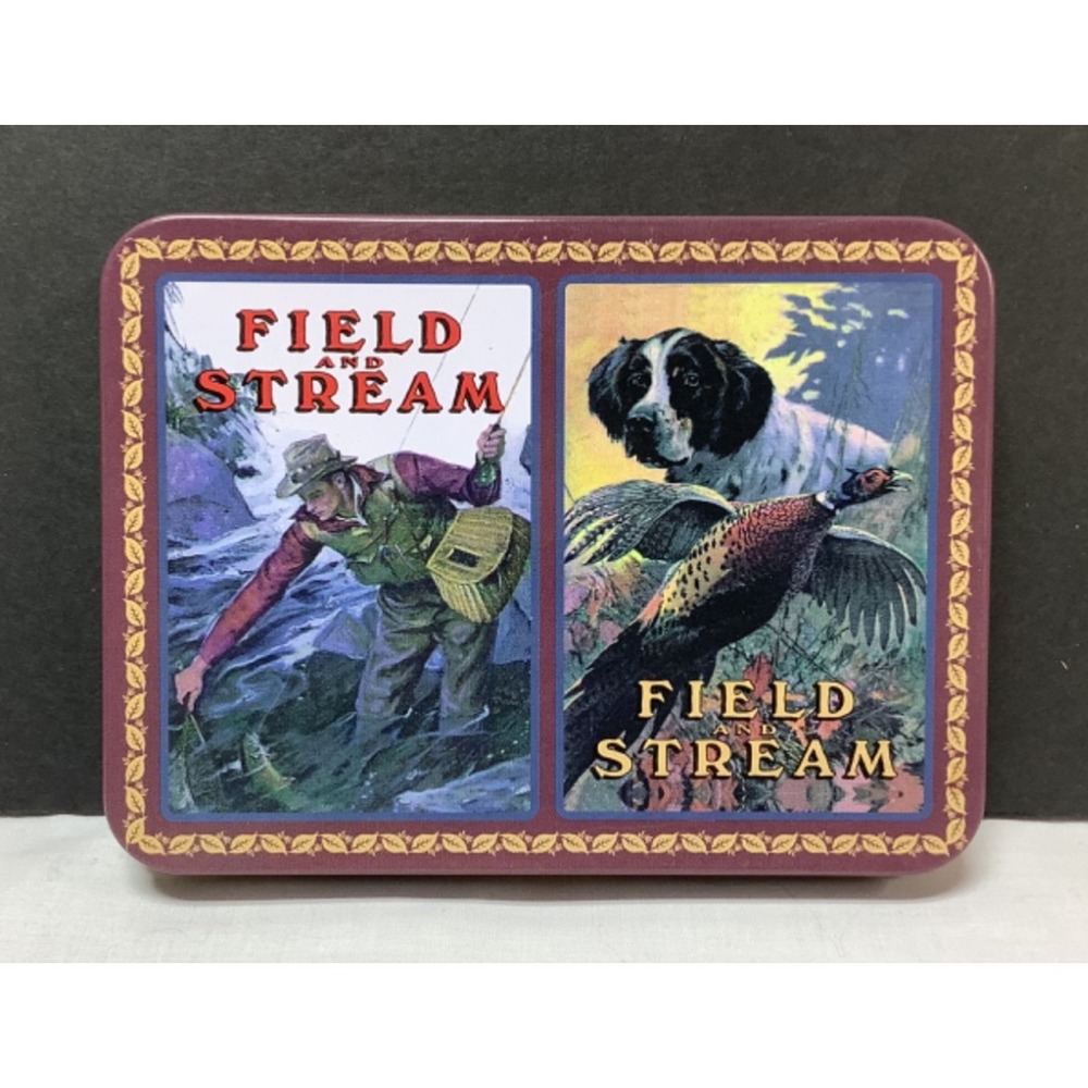 Field and Stream Hunting and Fishing 2 Deck Card Set in Tin Unused Sealed Cards